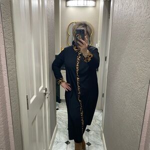 SHEIN Black Dress with Leopard Accents